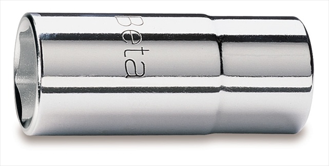 Shiny chrome-plated long hexagon hand socket, 13mm, featuring engraved "Beta" logo, designed for durability and precision in fastening tasks.