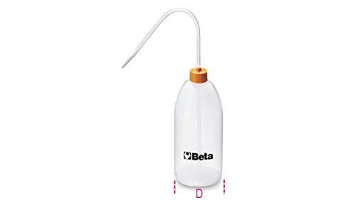 Clear plastic battery filler with a gold-colored top and a flexible tube extending from the spout, featuring the Beta logo prominently displayed on the body.