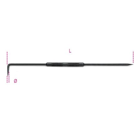 Black hardened steel scriber with a 2mm tip and 250mm length, featuring a textured grip for precision and control.