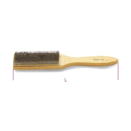 Beta 1736A File Brush features a wooden handle and a flat, bristle-covered head, designed for cleaning files and tools, with a natural wood finish.
