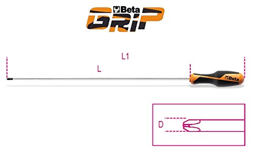 BETA Slotted screwdriver set with eight pieces, featuring orange and black rubberized handles for grip, and durable steel shafts with slotted tips for precision.