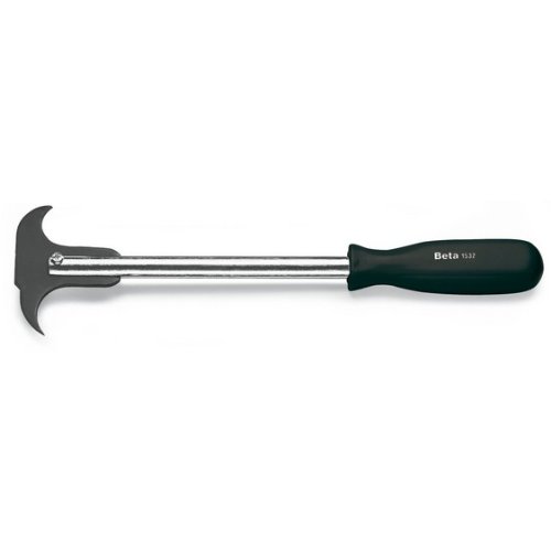 Beta Tools 1532 Packing & Oil Seal Removal Tool features a chrome-plated steel shaft with a black ergonomic handle and a dual-pronged end for efficient seal removal.