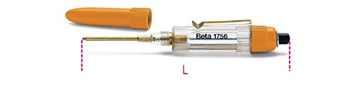 Transparent pen oiler with an orange cap, featuring a fine metal tip for precise oil application, and a gold clip on the side, labeled "Beta 1756."