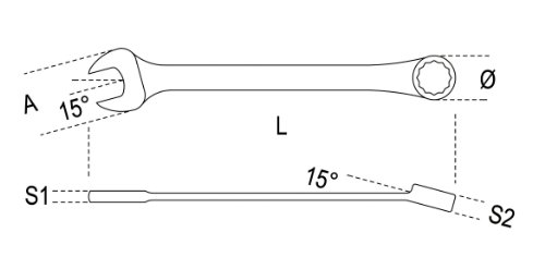 12-point reversible ratcheting combination wrench in silver metal, featuring a 14mm socket and angled ends for improved access and torque.