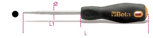 Beta Tools USA 017160001 1716 R-Round Bit Reamer features a silver metal shaft with a black rubber grip handle, marked with "Beta" in orange, designed for precision reaming.
