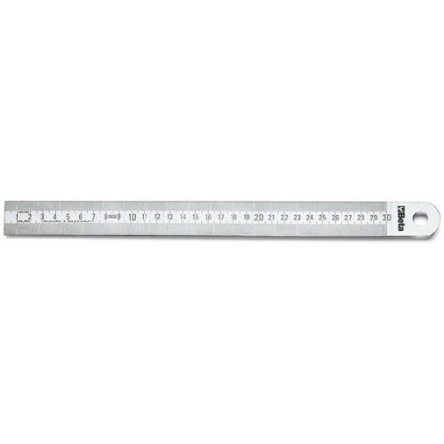 Stainless steel semi-rigid ruler measuring 500 mm, featuring graduated markings in millimeters, with a hole for easy hanging, and a sleek silver finish.