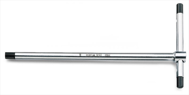 14-piece metric T-shape key set by Beta, featuring a shiny chrome finish, sturdy metal construction, and various key sizes for versatile use.