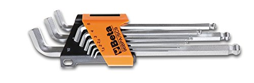 9-piece metric hex key set in a black and orange holder, featuring chrome-plated steel keys with sizes clearly marked, designed for durability and easy organization.