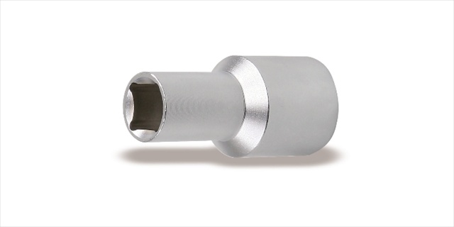 Silver 1494 Square Oil Drain Plug Socket with a 1/2 inch drive and 10mm size, featuring a smooth, metallic finish and a hexagonal opening for secure grip on fasteners.