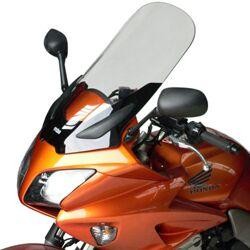Grey smoke windshield for Honda CBF 1000 (2006-2010), measuring 60 cm (22-5/8"), featuring a sleek design and durable material, enhancing motorcycle aesthetics and protection.