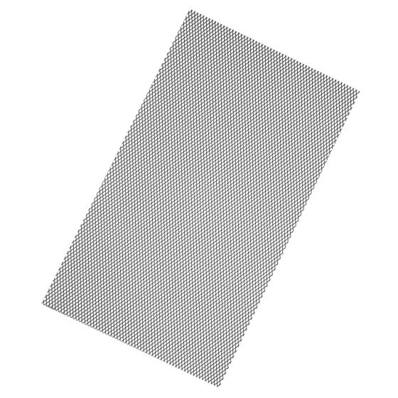 Black aluminium mesh fairing insert featuring a fine, diamond-shaped pattern, designed for enhancing airflow and aesthetics on bikes.