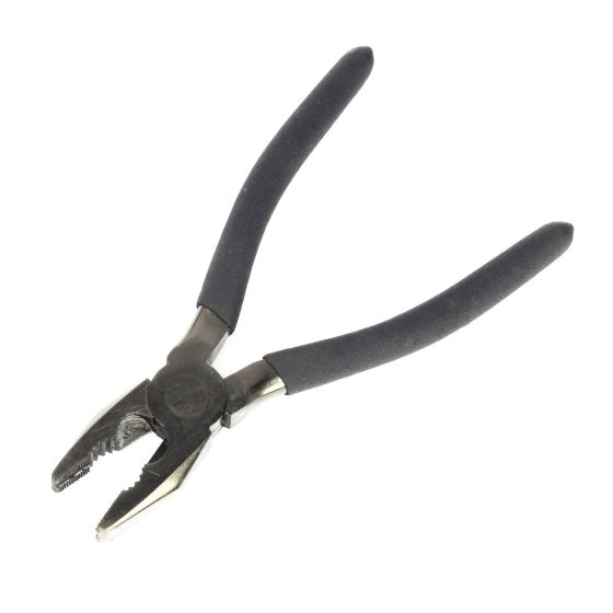 Black and silver Bike It Chain Spring Link Pliers with rubberized grips, featuring a serrated jaw for secure gripping and a sleek design for easy handling.