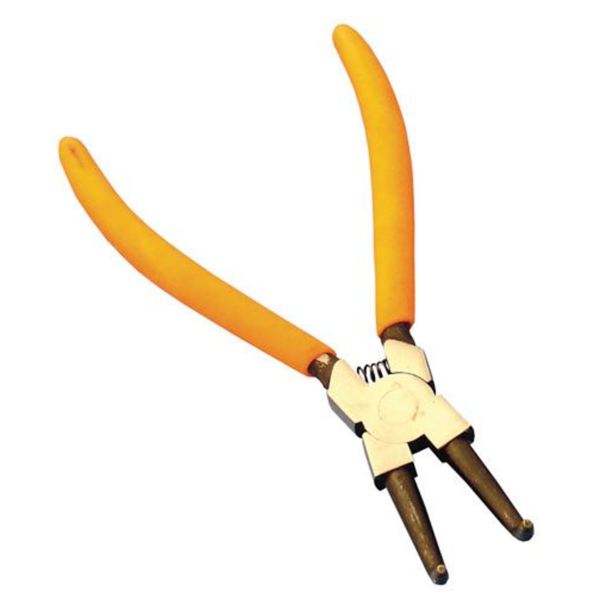 Yellow rubber grips and metal jaws define the Bike It Circlip Pliers, featuring a bent nose design ideal for internal circlips.