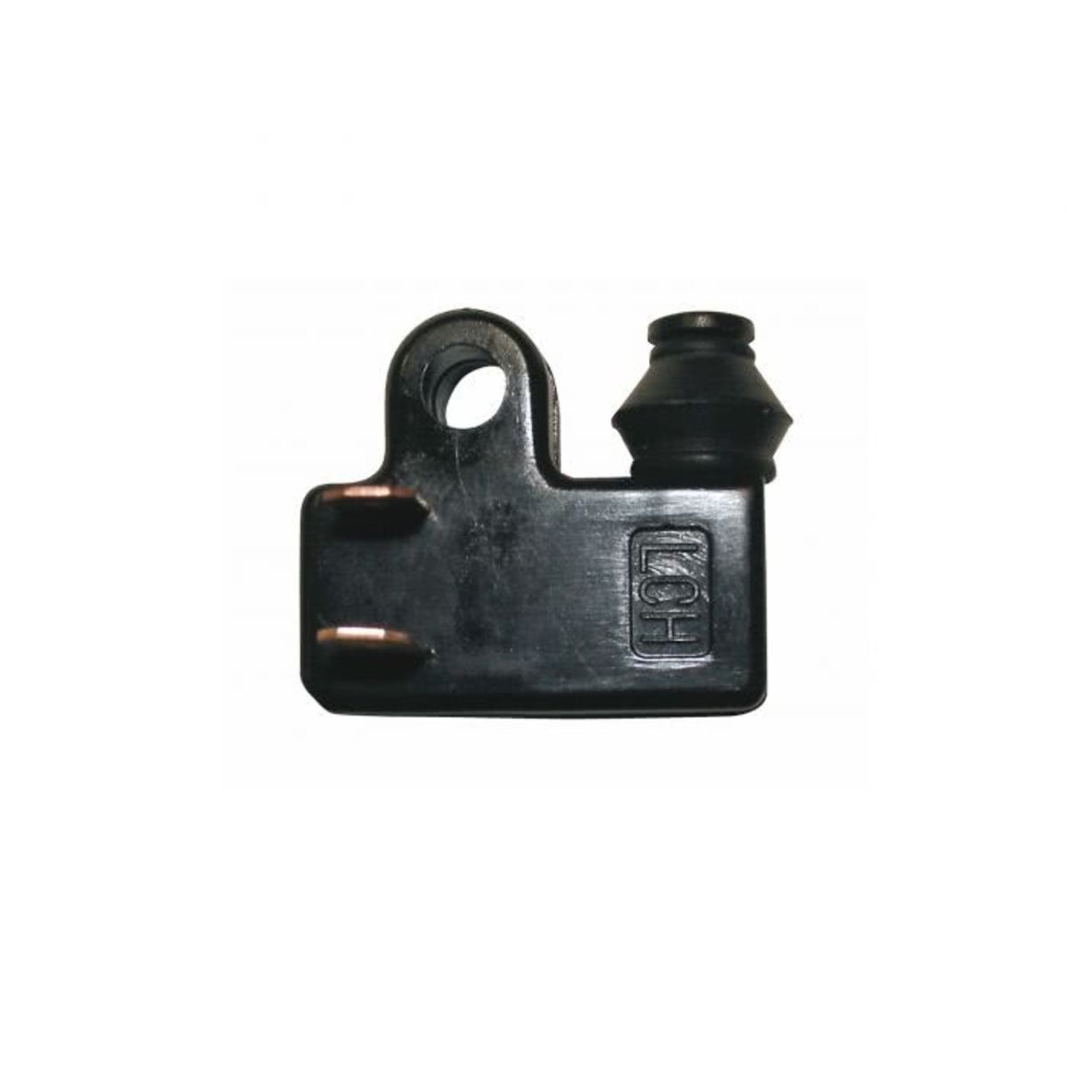 Black plastic Yamaha clutch stop switch with two metal connectors, featuring a rubber seal, marked with the code "H01" for compatibility with models #YC01, #36Y-83917-00, and #36Y-82917-00.