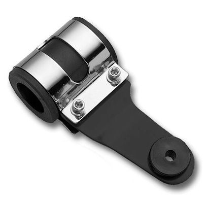 Black headlight brackets with chrome accents, featuring 31 mm rubber mounts and a sturdy black base, designed for secure attachment to bicycles.