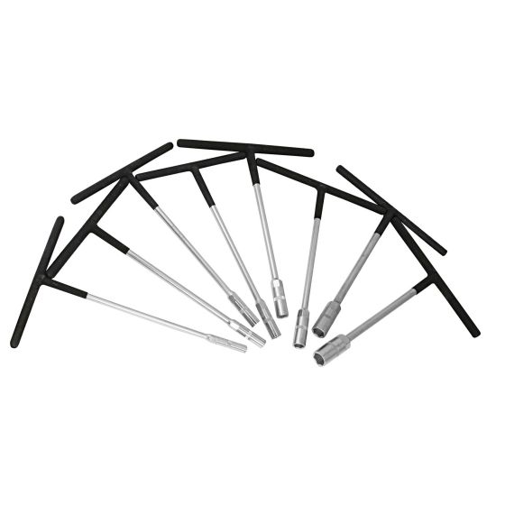 Rubber-handled T-bar socket set by Bike-It, featuring multiple silver metal rods with black rubber grips, designed for easy torque application.