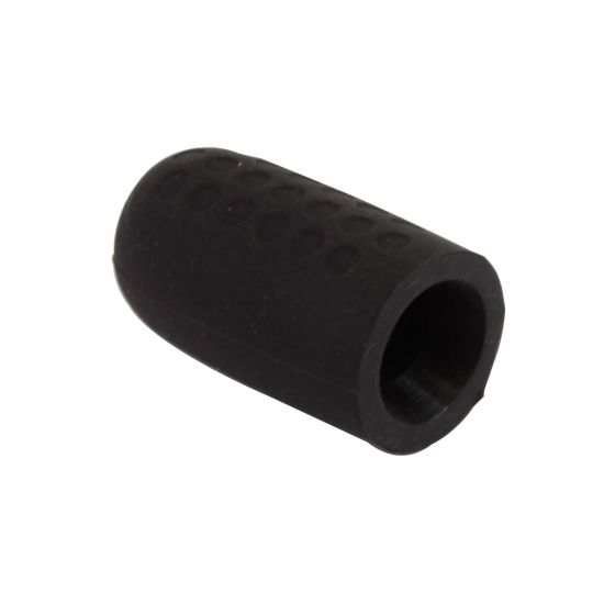 Black rubber gear lever protector with a textured grip surface and a cylindrical shape, designed to enhance comfort and control while riding.