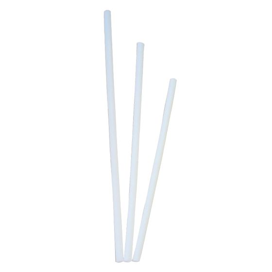 White plastic spoke shrouds in varying lengths, measuring 21 cm, packaged in a set of 40, designed for bicycle wheels by Bike-It.