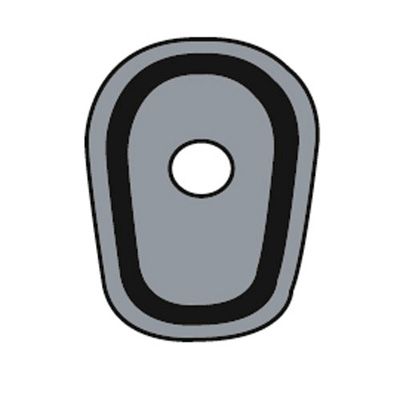 Black rubber indicator spacer with a central hole, designed for specific Yamaha motorcycle models, featuring a smooth, oval shape with a raised edge.