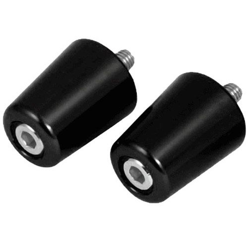 Black alloy handlebar bar end weights with a flush design, featuring a silver hex screw insert, designed for Kawasaki motorcycles by Bike-It.