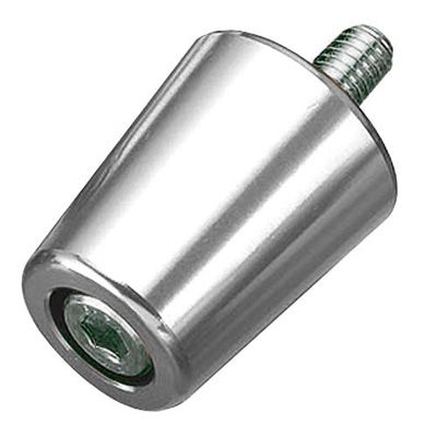 Silver handlebar bar end weight with a conical shape, featuring a threaded screw for attachment, designed for Kawasaki ZX6R, ZX7R, and ZX9R models by Bike-It.
