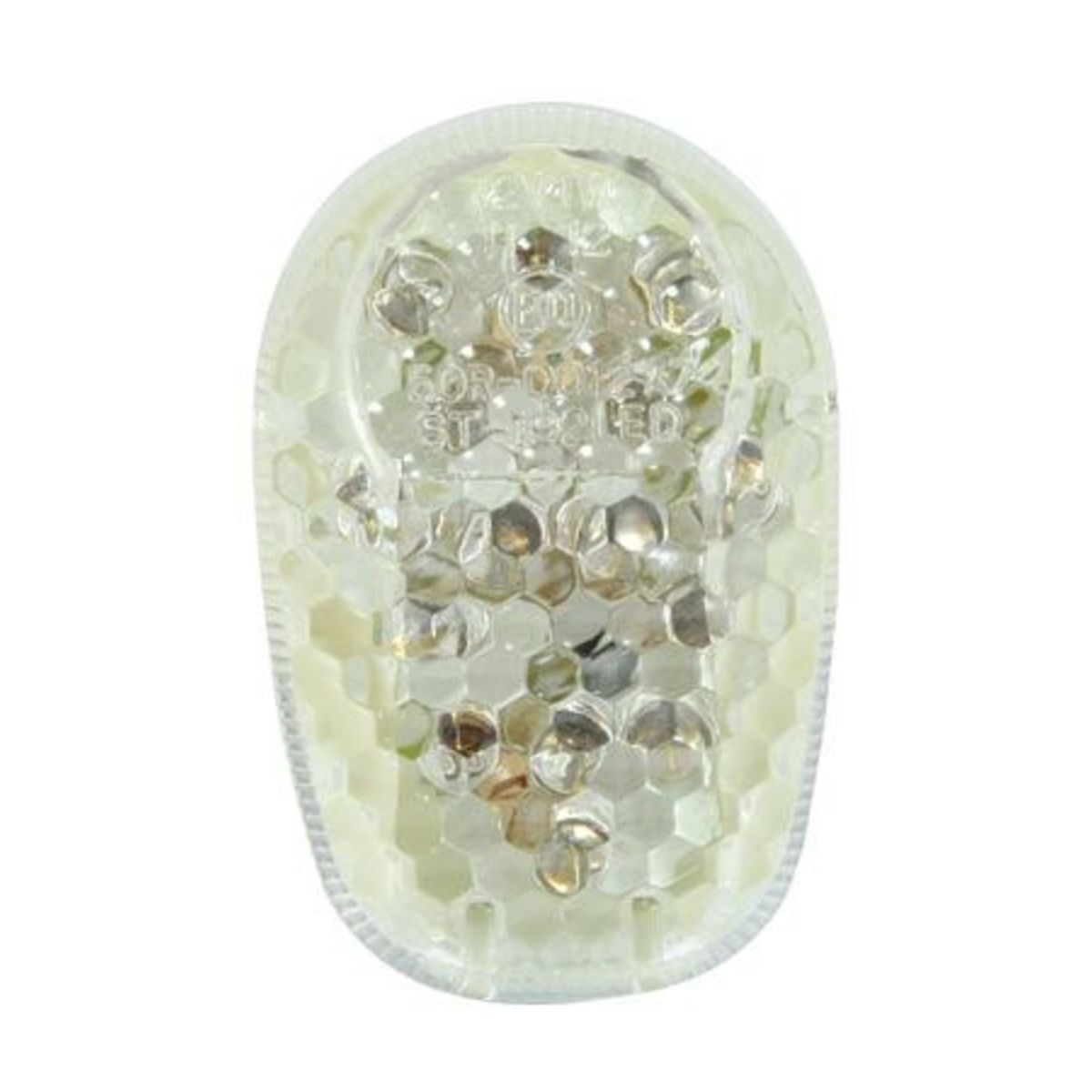 Clear LED fairing insert indicator with a honeycomb pattern, designed for Yamaha models from 1998 to 2001, featuring a durable plastic casing and reflective surface.