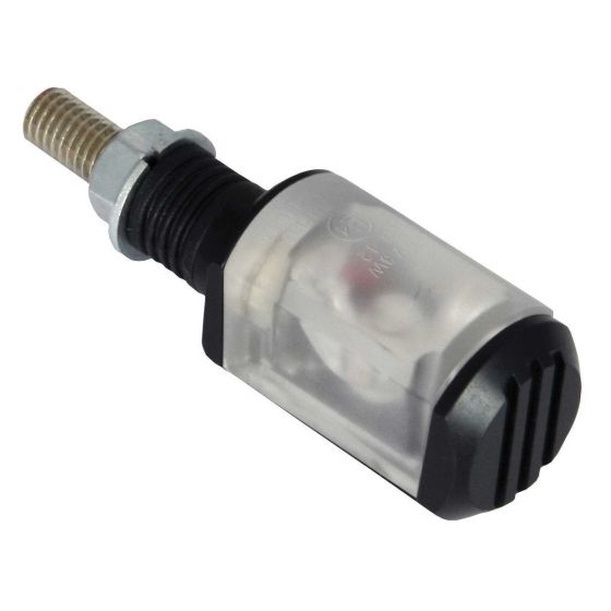 LED ice motorcycle scooter indicator featuring a clear plastic housing, black base, and built-in resistor, designed for easy installation and enhanced visibility.
