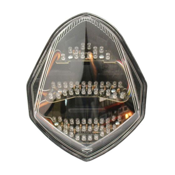 LED rear tail light featuring a cool grey lens, designed for Honda CBR600RR models from 2003 to 2006, with multiple illuminated sections for enhanced visibility.