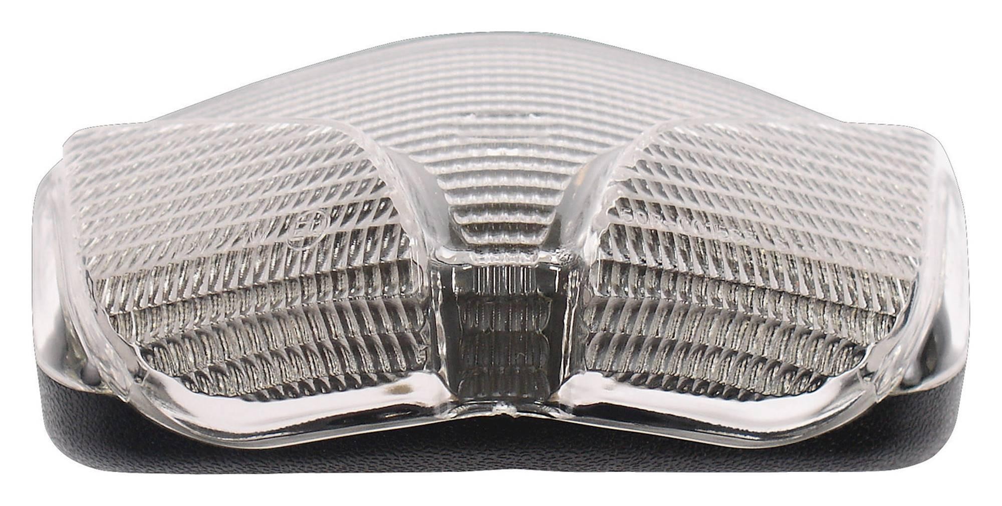 LED rear tail light with clear lens, featuring integral indicators, designed for MV Agusta F4 1000 R (2008-2013), showcasing a sleek, aerodynamic shape and textured surface.