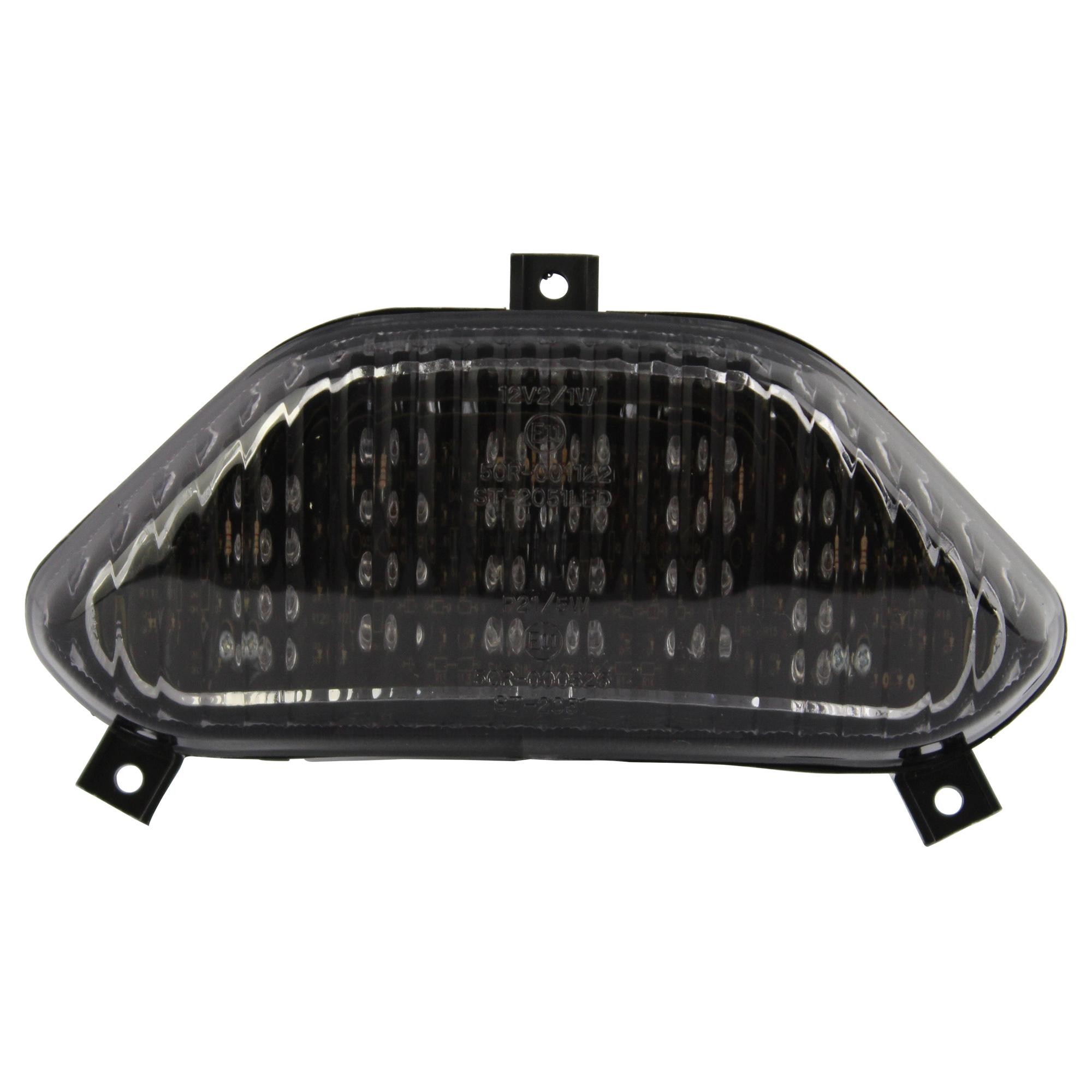 LED rear tail light featuring a cool grey lens, designed for Suzuki GSF1200 S Bandit models from 1996 to 2000, with a sleek, modern shape and multiple light elements.