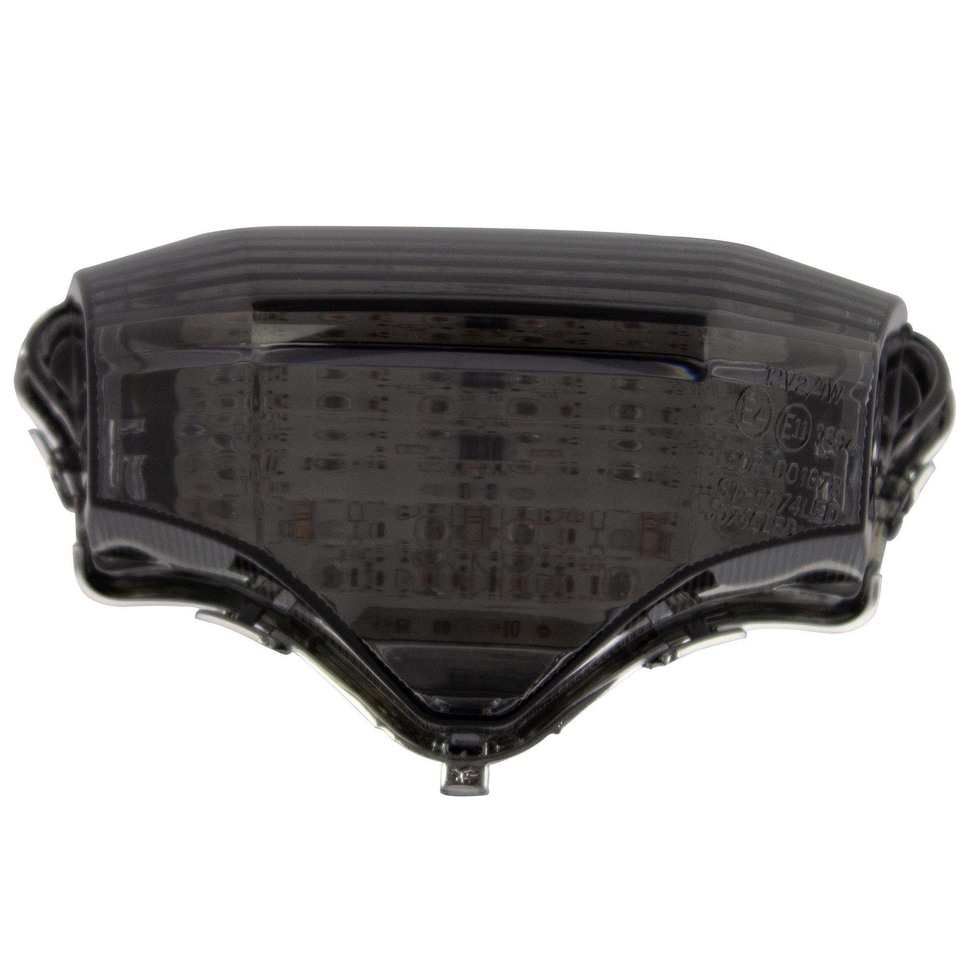Cool grey LED rear tail light with a sleek design, featuring a durable plastic casing, intended for Yamaha FZ6 Fazer models from 2003 to 2007.