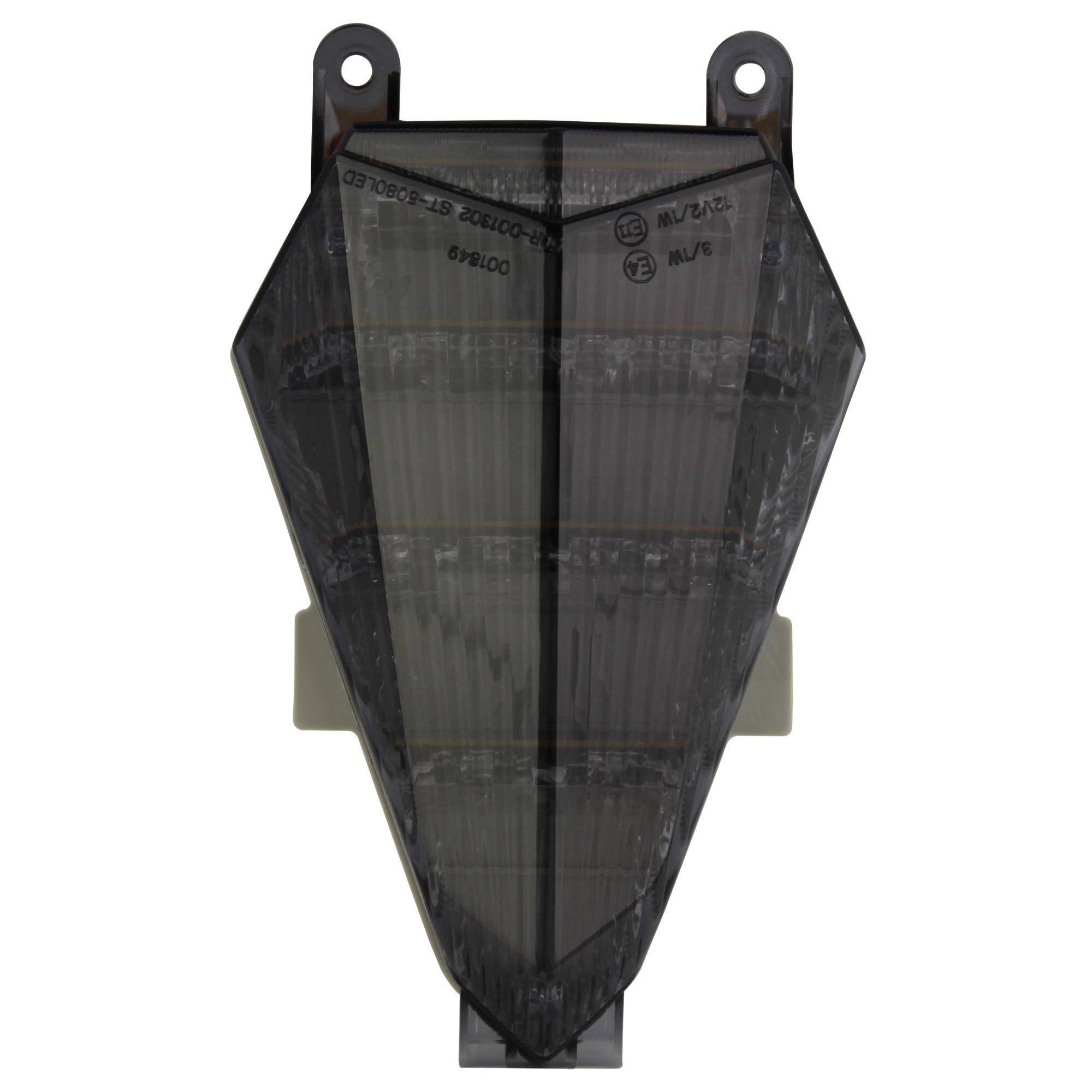 Cool grey LED rear tail light designed for Yamaha YZF-R6 2006-07, featuring a sleek, angular shape and textured lens for enhanced visibility.