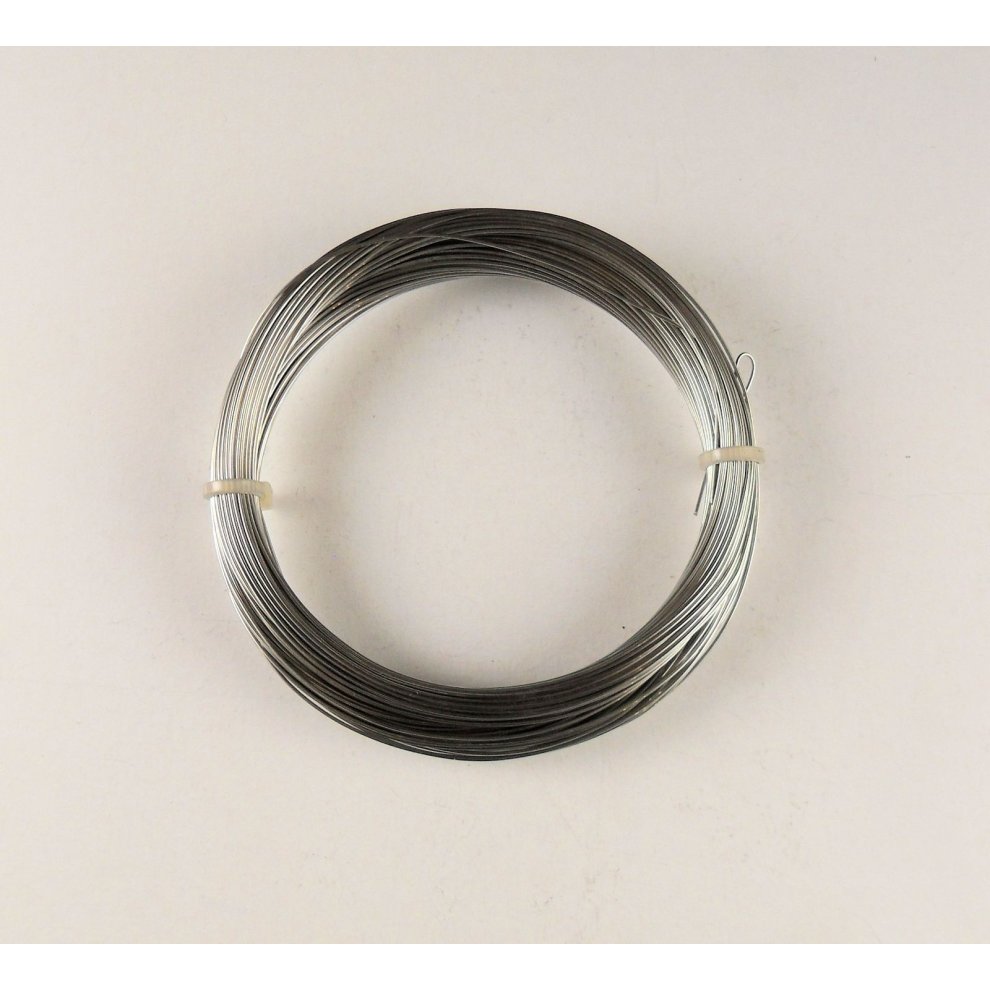 Silver 0.7mm thick lock wire coiled in a circular shape, measuring 30 meters, with a smooth metallic finish and secured with a plastic tie.