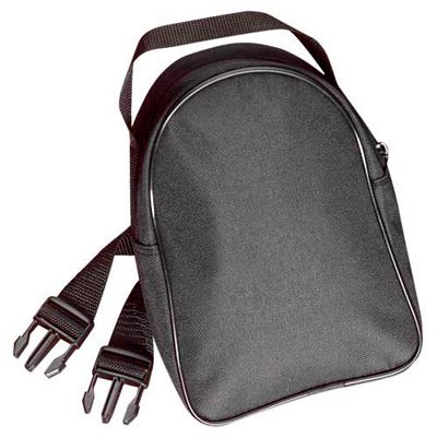 Black fabric pouch with a rounded top, featuring a zip closure and adjustable straps for securing a lock and chain, designed for bike storage.