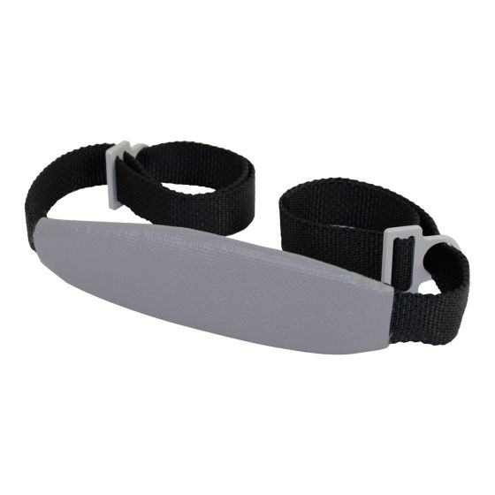 Gray rubber grab strap with black nylon webbing and adjustable loops, designed for easy handling and control on motocross bikes.