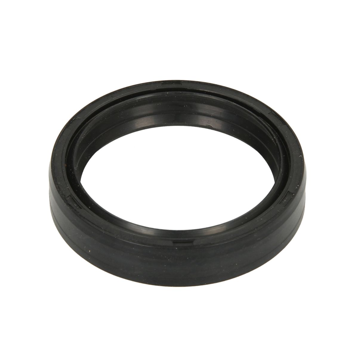 Black rubber fork seal with a smooth surface, measuring 43 x 54 x 11 mm, designed for motorcycle suspension systems, featuring a circular shape and precise dimensions.