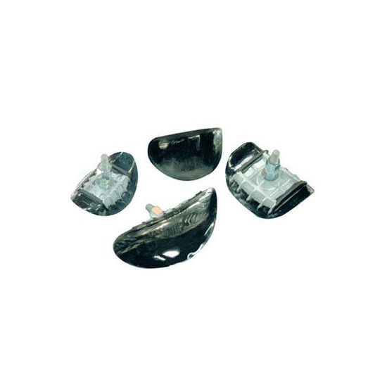 Black metal security bolts designed for 2.15 rim sizes, featuring a curved shape and a central screw for secure attachment, with a glossy finish.