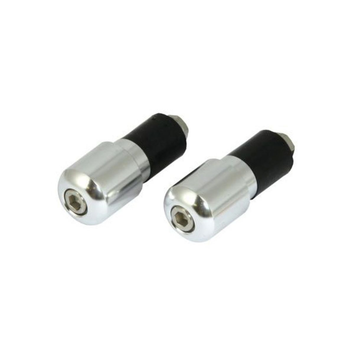 Chrome handlebar slim bar end weights featuring a sleek design with a black rubber grip, designed for 18 mm handlebars, enhancing bike stability and aesthetics.