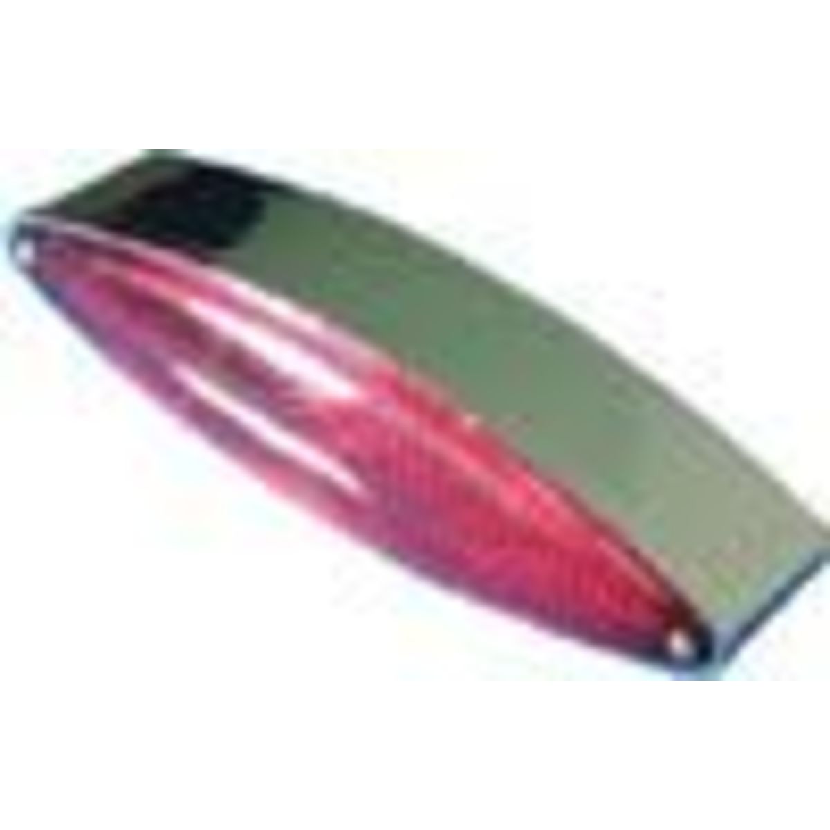 Red and chrome rear brake light with a sleek, elongated design, featuring a transparent lens for illumination and a mounting area for number plate visibility.