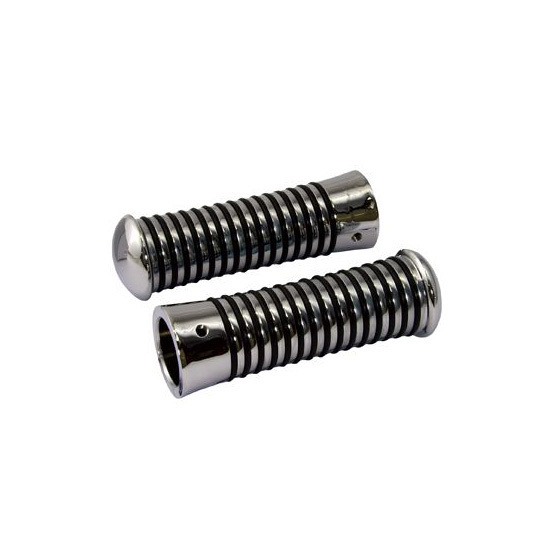 Chrome handlebar grips with a ribbed texture, featuring a shiny metallic finish and rounded ends, designed for 25 MM left and right handlebars by Bike-It.