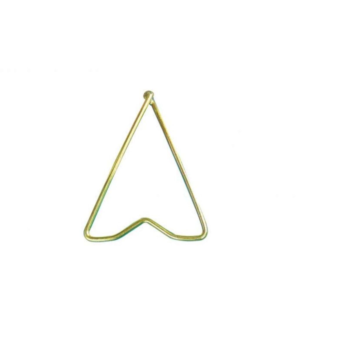 Gold-colored metal triangle stand with a simple, triangular design, ideal for stabilizing bikes when parked.