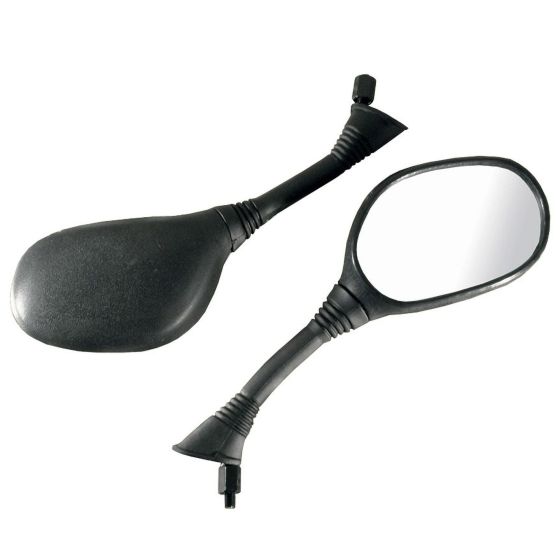 Right-hand universal 8 mm scooter mirror by Bike-It, featuring a sleek black plastic housing and a reflective glass surface, designed for enhanced visibility and safety.