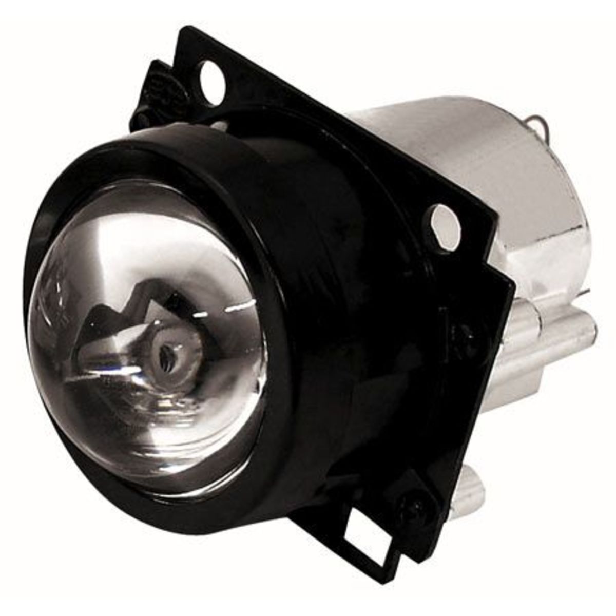 Round low beam headlight with a clear glass lens, black plastic housing, and silver metal base, designed for 12V 55W H1 bulbs, suitable for various motorcycle models.