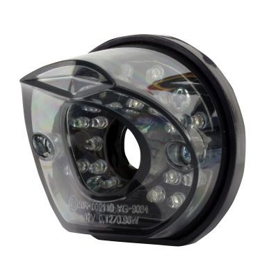 Cool grey tinted lens LED rear light by Bike-It, featuring a rounded design with multiple bright LEDs, encased in a durable black plastic housing for enhanced visibility.