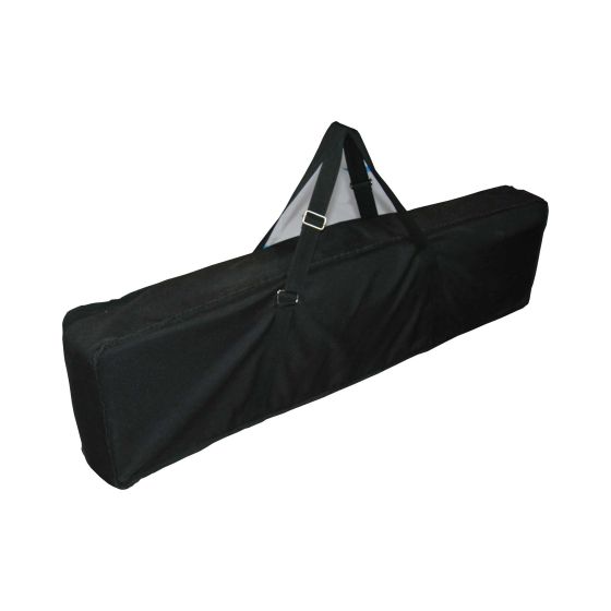 Black storage bag for a loading ramp, made of durable material, featuring a sturdy handle for easy carrying and a rectangular shape for compact storage.