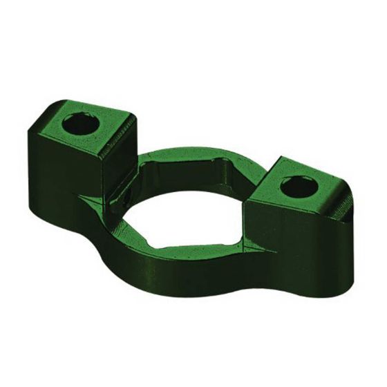 Green 14mm front fork adjuster pair by BikeTek, featuring a sturdy metal construction with two holes for mounting, designed for easy adjustment of bike front forks.