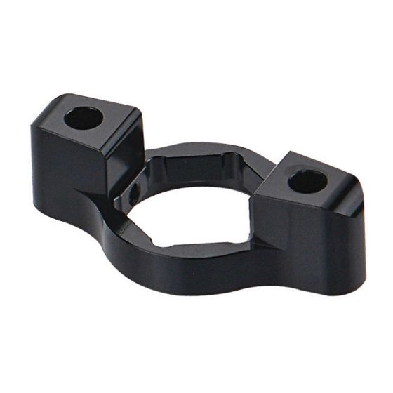 Gunmetal grey 14mm front fork adjuster from BikeTek, featuring a durable metal construction with two holes for secure attachment, designed for precise adjustments.