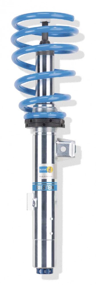 BILSTEIN 48-207287 suspension kit featuring a blue coil spring and silver shock absorber with a black adjustment knob and branded label.