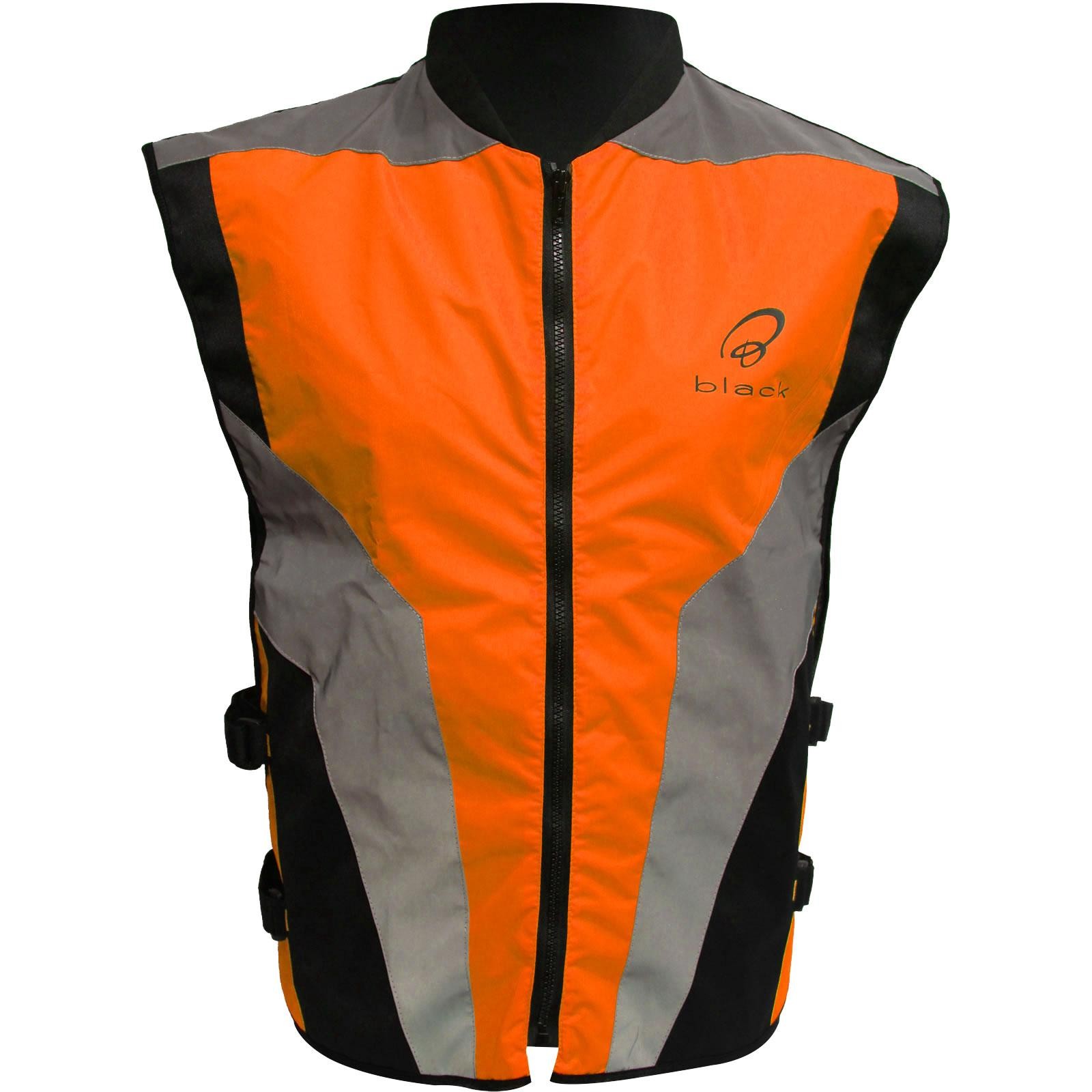 Black Hi-Vis Motorcycle Vest L Orange Cordura - image 2