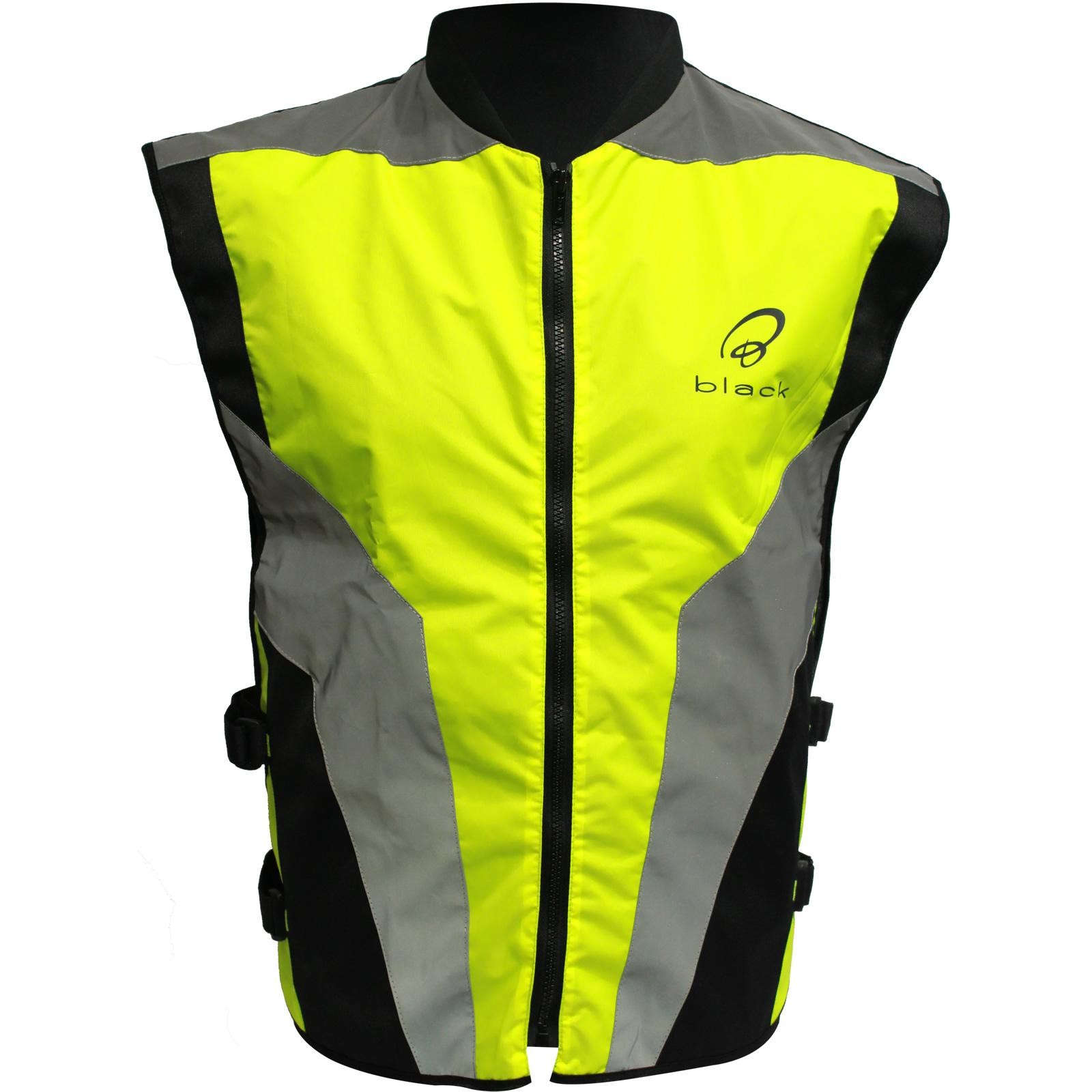 Black Hi-Vis Motorcycle Vest S Yellow Cordura - image 2